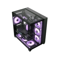 C712 Black Computer Gaming Case Mid Tower PC ATX ITX Tempered Glass Cable Management Wholesale