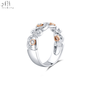 Nueva Joyería Clásica de Boda para Mujer en Oro Blanco de 18K y Oro Rosa con Diamantes Naturales, Diseño de Flor Vintage con Engaste Pavé y Millegrain - Product Image 4