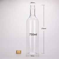 Grande bouteille de whisky en PET transparente personnalisable de 750ml avec étiquette Offre Spéciale de barre de bouteille en plastique de sirop vide jetable de 25oz
