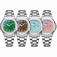 Montre à quartz pour femme, boîtier octogonal de 31 mm, bracelet en acier intégré, cadran lumineux effet rayon de soleil, logo personnalisé, vente en gros