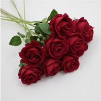 Rose artificielle en tissu velours unique pour arrangement de mariage, bouquet de la Saint-Valentin, matériaux pour vitrine
