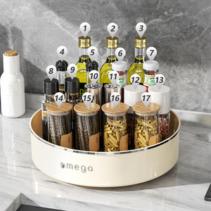 Omega Rotating <b>Kitchen</b> Organizer Milk White Plastic Lazy Susan Multi Function Seasoning <b>Rack</b> Countertop Storage - Product Image 3