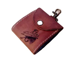 12 x 6.5cm PU leather and cow leather fly fishing flies wallet box Christmas Father's Day fishing gift fishing box