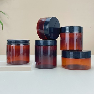 Custom 100ml 200ml 8oz 300ml 12oz 500ml Blue Amber Green Wide Mouth Cosmetic Containers <b>Plastic</b> Pet <b>Jar</b> with Lid - Product Image 5