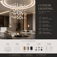 Lustre LED personnalisé à barres verticales en acrylique à points, suspension pour plafond haut, idéal pour hall d'hôtel et projets d'éclairage de villa
