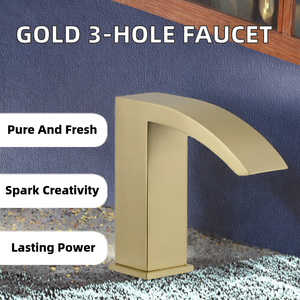 Grifo Moderno de Lavabo con Doble Manija, Acabado Dorado Cepillado, 3 Orificios, Montaje en Cubierta, 8 Pulgadas de Distancia entre Orificios, Acero Inoxidable 304, Cerámica, <span class=keywords><strong>para</strong></span> Baño, Dormitorio, Sala de Estar - Product Image 2