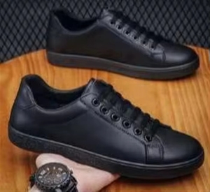 Zapatillas Casuales de Hombre con Cordones, Negras, Planas, para Caminar, Estilo Skateboard, Antideslizantes, con Punta Cerrada y Forro de Malla - Product Image 2