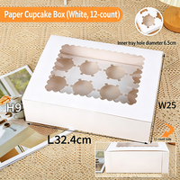 Boîte à gâteau rectangulaire en carton blanc avec fenêtre transparente, qualité alimentaire, personnalisable, pour cupcakes, tartes aux œufs, pâtisseries, emballage à emporter pour boulangerie