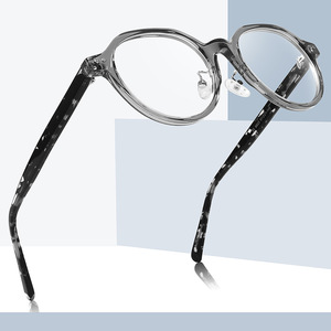Lunettes sans ordonnance à monture ovale transfrontalière pour femme, branches en acétate, monture complète, verres plats anti-UV, monture TR - Product Image 1