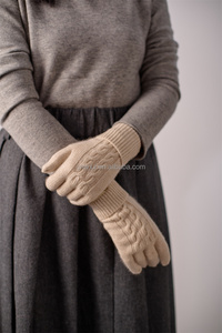 Guantes de Cachemira auténtica <span class=keywords><strong>100</strong></span>% para mujer, mitones de dedo completo de punto elástico suave y cálido para escenas de esquí de invierno - Product Image 2