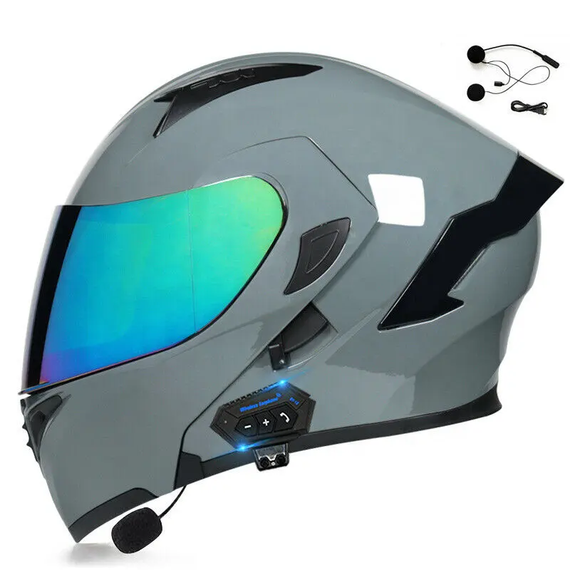 Casco Modular Dot para motocicleta, protector de cabeza completo con visera Dual abatible hacia arriba, color azul