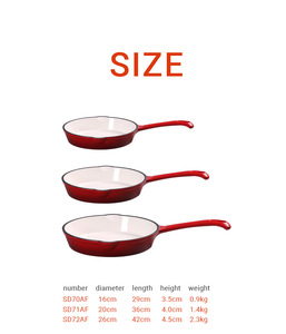 Sartén redonda de <span class=keywords><strong>hierro</strong></span> <span class=keywords><strong>fundido</strong></span> esmaltado, sartén antiadherente con mango largo para cocinar en casa, buena calidad, precio bajo - Product Image 2