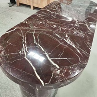 Ensemble de table console en marbre rouge Rosso Levanto naturel, table basse en pierre pour hall d'entrée avec pieds modernes pour villas et manoirs