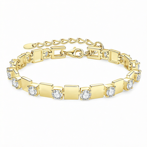 Pulseras de Moissanita Personalizadas con Diamantes, Baño de Oro de 18K, Corte Brillante Redondo, Gema Verde, Pulsera de Tenis para Boda - Product Image 1
