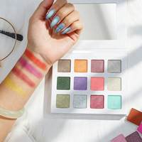 OEM ODM 12-Farben Quadratische Lidschatten-Palette Multi-Tone Matt Schimmernd für Dunkle Hauttöne Ohne Logo für Private Label Sofort Lieferbar
