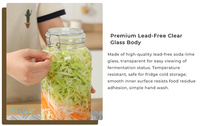 Bocal en verre pour aliments avec couvercle à fermeture hermétique, bocal de stockage à large ouverture pour café, thé, sucre, farine, céréales et pâtes