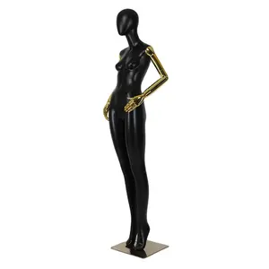 בובת גוף עומדת גוף שחור וצבע זהב מתכוונן זרוע גוף מלא בובת גוף לנשים
