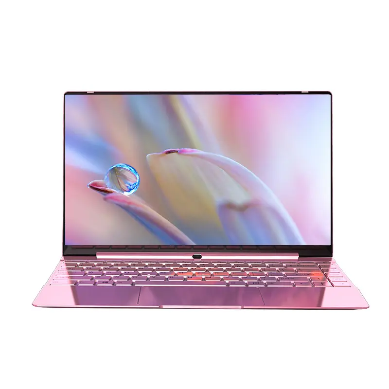 Новый розовый ноутбук 14 дюймов для девочек с клавиатурой с подсветкой металлическая задняя крышка четырехъядерный ноутбук для девочек
