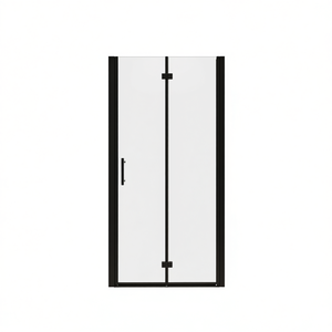 Porte de douche pivotante universelle réglable avec charnière rectangulaire en verre trempé de 1/4 pouce, design minimaliste - Product Image 1