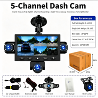 Cámara para Tablero de 5 Canales 4K, Grabadora de Vehículos con Visión de 360 Grados, Visión Nocturna y Monitoreo de Estacionamiento para la Seguridad del Automóvil