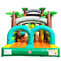 Parcours d'obstacles gonflable géant sur le thème de la jungle tropicale, toboggan combiné, château gonflable en PVC imperméable, jouets éducatifs pour enfants