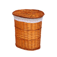 Panier à linge en osier tressé à la main avec couvercle, doublure amovible, grande capacité pour vêtements sales, salle de bain, chambre à coucher