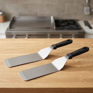 Espátula de Cocina de Acero Inoxidable con Mango Ergonómico Negro para Cocinar, Hornear, Asar y Voltear Alimentos - Product Image 6