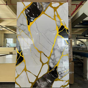 <span class=keywords><strong>Panneau</strong></span> <span class=keywords><strong>mural</strong></span> en PVC brillant, imperméable et résistant à l'humidité, avec design marbré et film doré, design graphique moderne <span class=keywords><strong>pour</strong></span> fond de télévision - Product Image 2