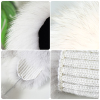 Bonnet d'hiver en fourrure de renard véritable pour femmes Bonnet en fourrure véritable avec oreilles d'ours Petit bonnet à pompon en fourrure avec oreillette