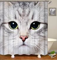 Vente en gros Rideaux de douche chat en tissu polyester personnalisés Impression numérique 3D Conception étanche