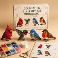 Kit de perlage DIY transfrontalier pour nouveau kit d'artisanat d'animaux de dessin animé 3D perlés avec logo d'oiseau