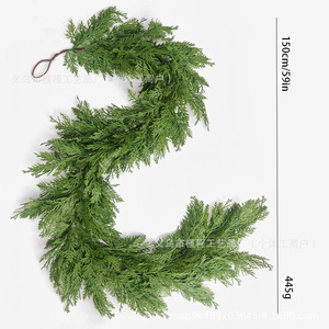 Guirnalda navideña Jin Cheng de 180 cm, corona artificial de ciprés verde, adorno decorativo colgante para decoración navideña - Product Image 5