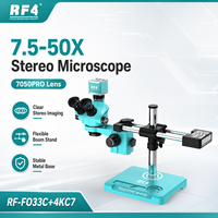 Microscope RF4 FO33C 4K HD Stéréo Trinoculaire avec Bras Articulé pour Réparation de PCB de Téléphone, Soudure et Équipement de Réparation Électronique