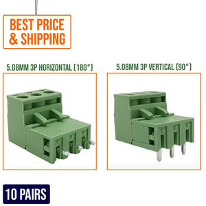 2EDG-5.08 3P Pluggable 3-Pin <b>Screw</b> Terminal Block With Straight Pin Header <b>Socket</b> for PCB - Product Image 2