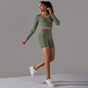 Pantalon de yoga taille haute pour femmes européennes et américaines sans couture tricoté Golf Dot Jacquard Fitness Running Suit - Product Image 2