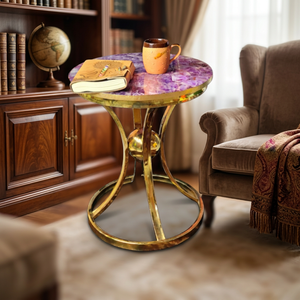Table Basse d'Angle Moderne de Luxe en Cristal d'Améthyste Sculpté Style Amour, Meuble Naturel pour la Décoration Intérieure - Product Image 1