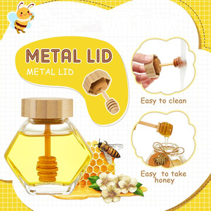 Thủy tinh lục giác mật ong lọ 3.38oz mật ong quả 100ml mini lọ thủy tinh cho bé tắm đám cưới bên ủng hộ trang trí với muỗng - Product Image 4