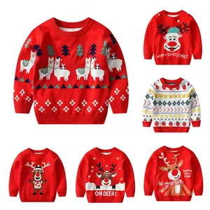 Toddler Boys Girls Christmas Cartoon Autumn Winter Warm Knitted Long Sleeve Tops Kid Sweater