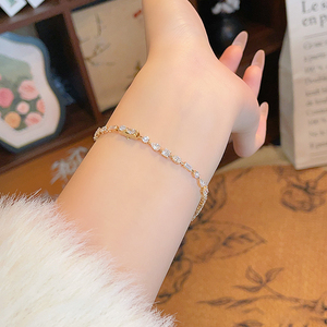 Pulsera de tenis de diamantes multiforma mixta de oro amarillo de 18K con diamantes cultivados en laboratorio, joyería fina, cadena de eslabones de oro macizo para mujer - Product Image 3