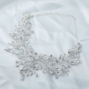 El yapımı şık kristal suni elmas kolye küpe balo düğün gelin aksesuarları takı seti kadınlar için - Product Image 4