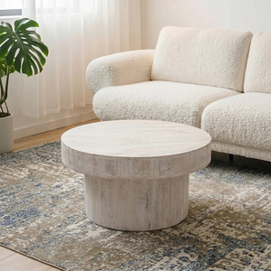 <b>Rustic</b> Round Mango <b>Wood</b> Coffee <b>Table</b> Eco-Friendly Coffee <b>Table</b>-Living Room Furniture - Product Image 1
