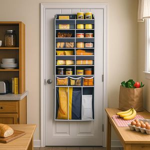 Over The Door Organizer 8 Compartments XL Bottom <b>Storage</b> Heavy Duty Hanging For Toiletries Clothes <b>Shoes</b> Dark Grey - Product Image 6