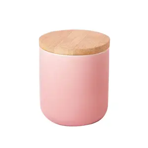 China manufacture 6oz 8oz 10oz pink engraved ceramic candle jar simple nordic modern with lids