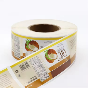 Étiquettes personnalisées pour huile de coco de qualité alimentaire avec informations nutritionnelles pour bocaux en verre, bouteilles en plastique et sachets - Product Image 1