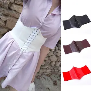 Ceintures amincissantes en cuir Pu pour femmes, taille haute élastique, ceinture extensible