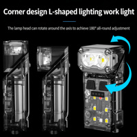 Mini lampe torche avec aimant puissant, longue autonomie, lampe de travail portable pour l'extérieur, lampe frontale rotative