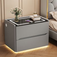 Table de chevet intelligente en bois moderne et minimaliste, avec chargement sans fil USB et rangement pour mobilier de chambre