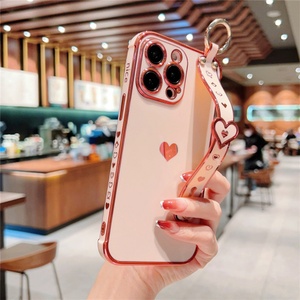 Funda de Teléfono Móvil con Correa de Muñeca de Lujo para iPhone 16 15 14 13, Funda Electrochapada para iPhone 15 Pro Max, Diseño Lindo para Chicas - Product Image 3