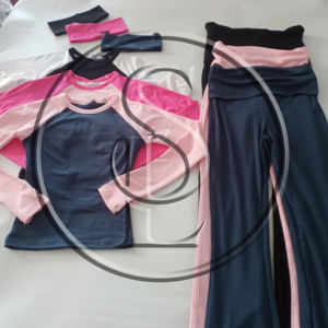 Kadın Giyim Özel Logo Yoga Takımı Pamuklu Uzun Boylu Kadınlar İçin Uygun Kemerli Fiyonk Tasarımlı Kısa Kollu İspanyol Paça Pantolon Ev Giysisi 2 Parça Takım - Product Image 3