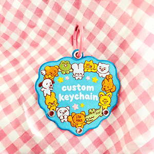 Porte-clés mousqueton brodé de qualité supérieure, patch personnalisé en tissu 3D, écologique, motifs Anime, Panda, Chien, Rectangulaire, vente en gros - Product Image 1